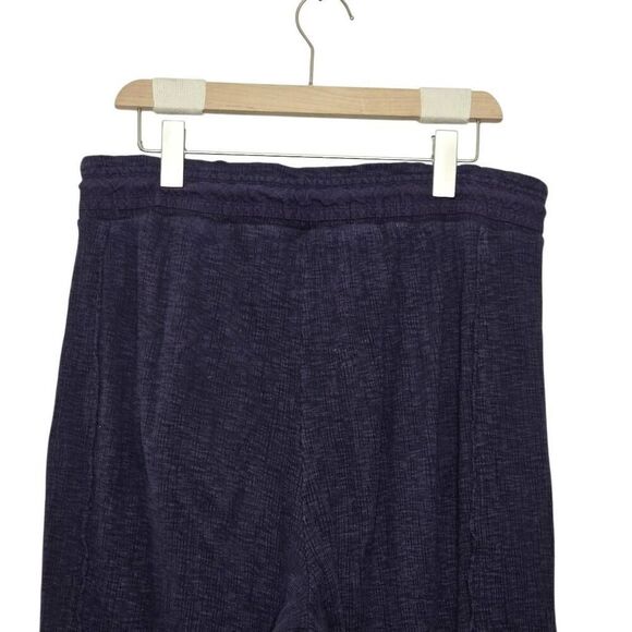 Daily Practice Pants Size Medium Ribbed Wide Leg Drawstring Navy - Picture 5 of 8